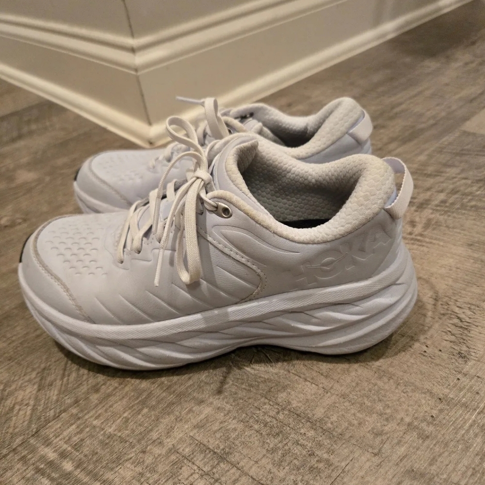 Hoka All-White Cushioned Running Sneakers